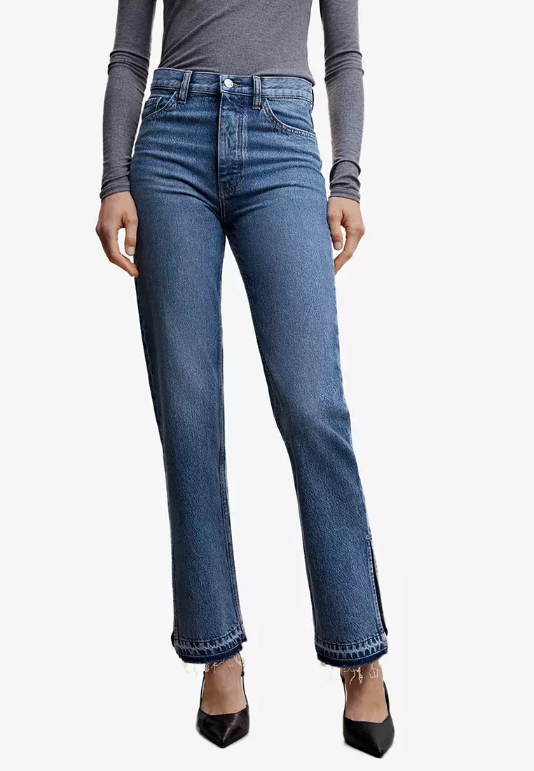 High-Rise Straight Jeans With Slits