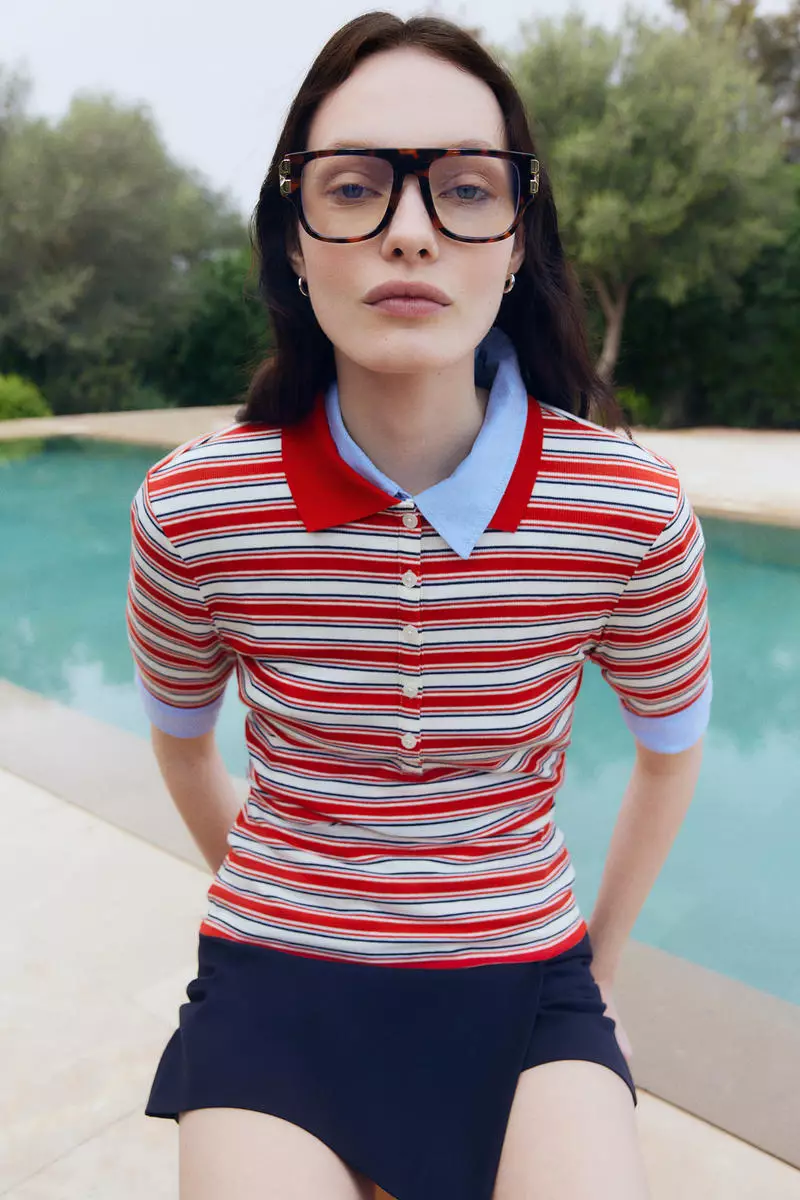 Ribbed polo shirt