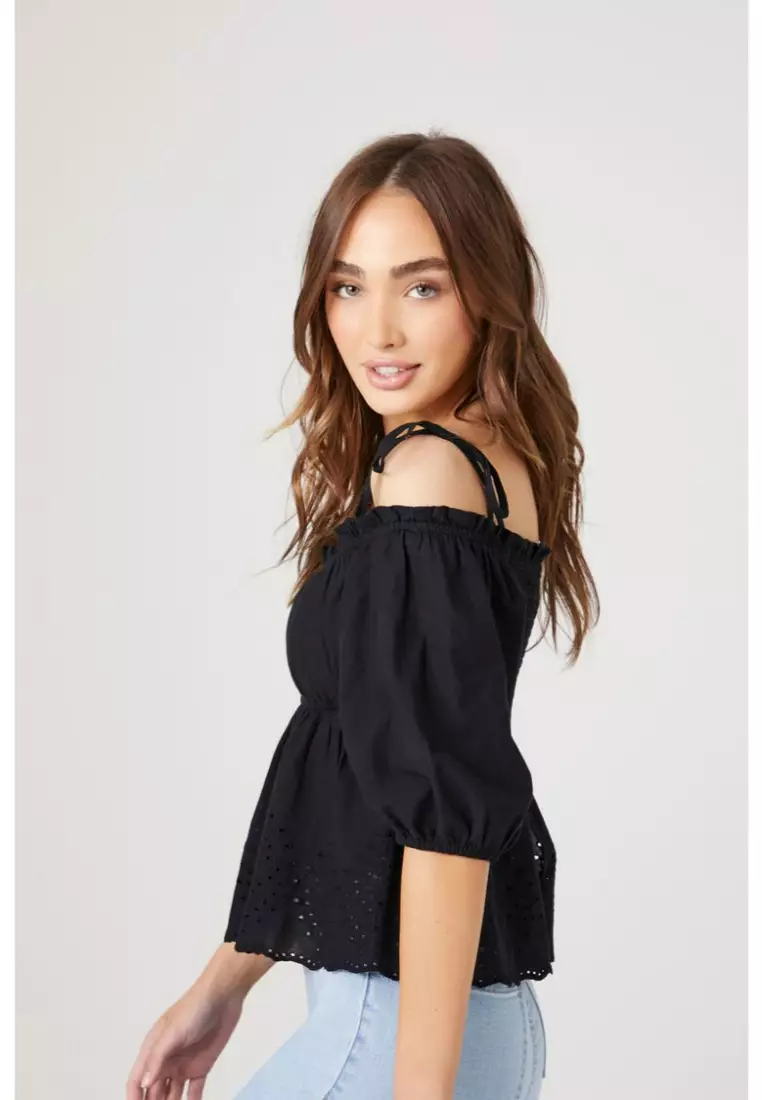 Off The Shoulder Eyelet Top