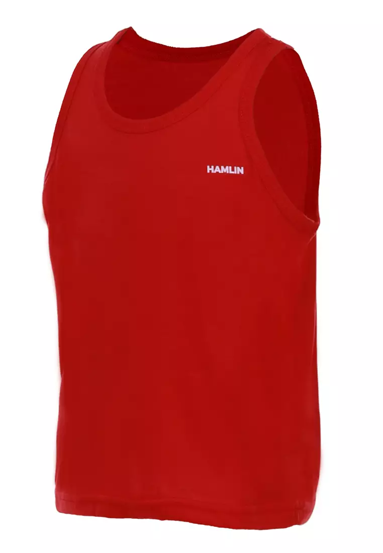 Oriel Singlet Anak Unisex Motif Polos Kids Tshirt Sleeveless Material Cotton ORIGINAL - Red