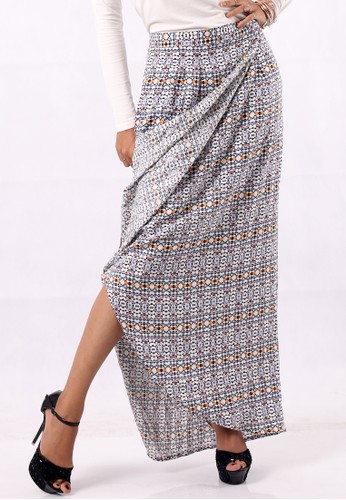 IGGY GEO tribal print wrap long skirt with side pockets