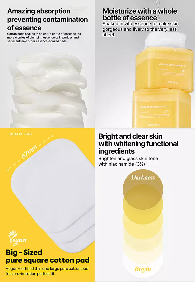 Buy Mediheal Mediheal Vitamide Brightening Pad, 100pcs Square Cotton