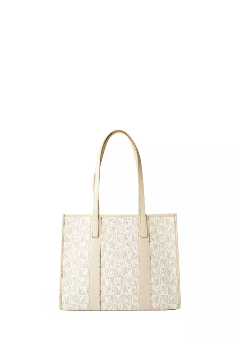 Bonia Beige Roma Large Monogram Tote Bag