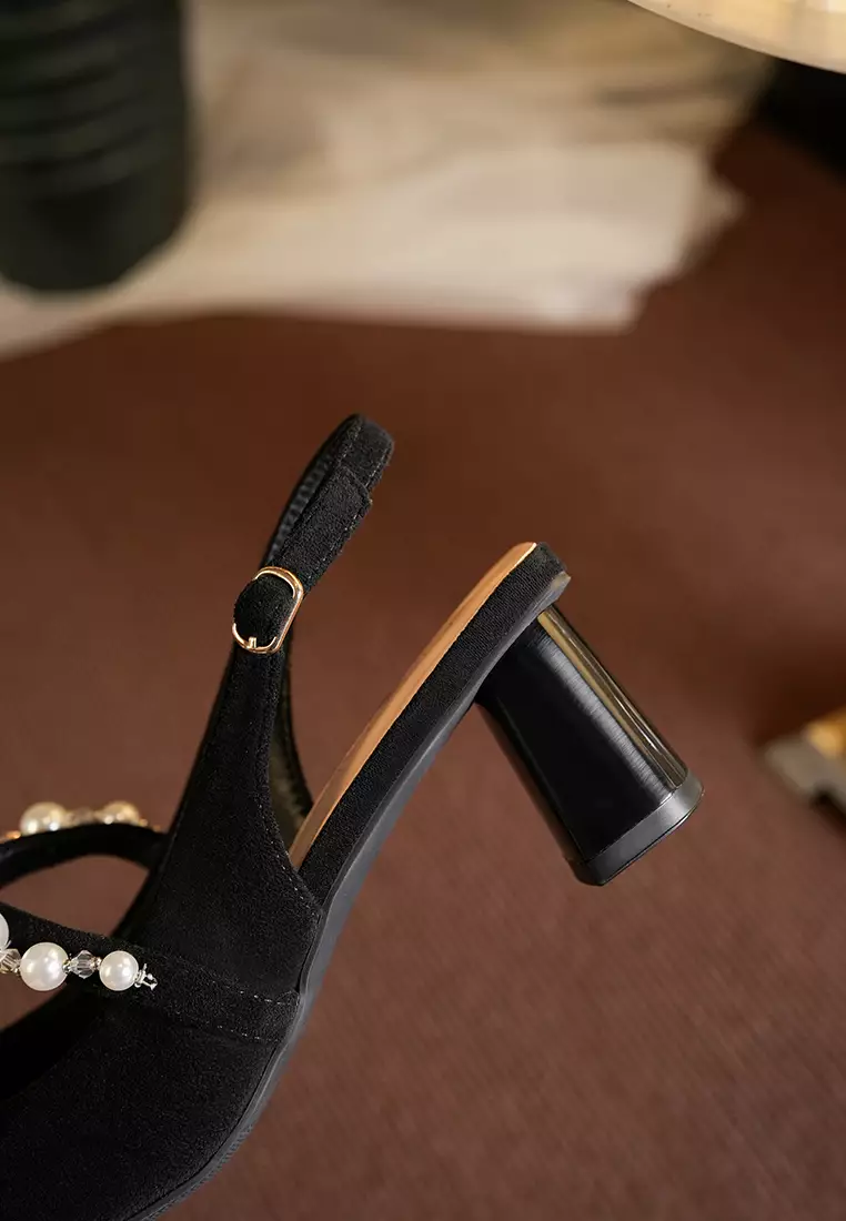 5CM Pearl Strap Slingback Mid Heel BY2252-35