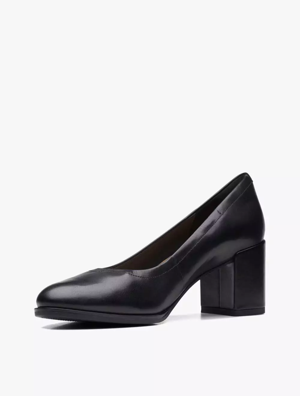 Clarks Women's Heels Freva55 Court- Black Leather - Black