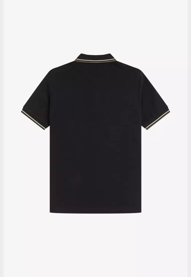 Fred Perry M3600 The Twin Tipped Fred Perry Shirt (Black / Oatmeal / Laurel Wreath Green)