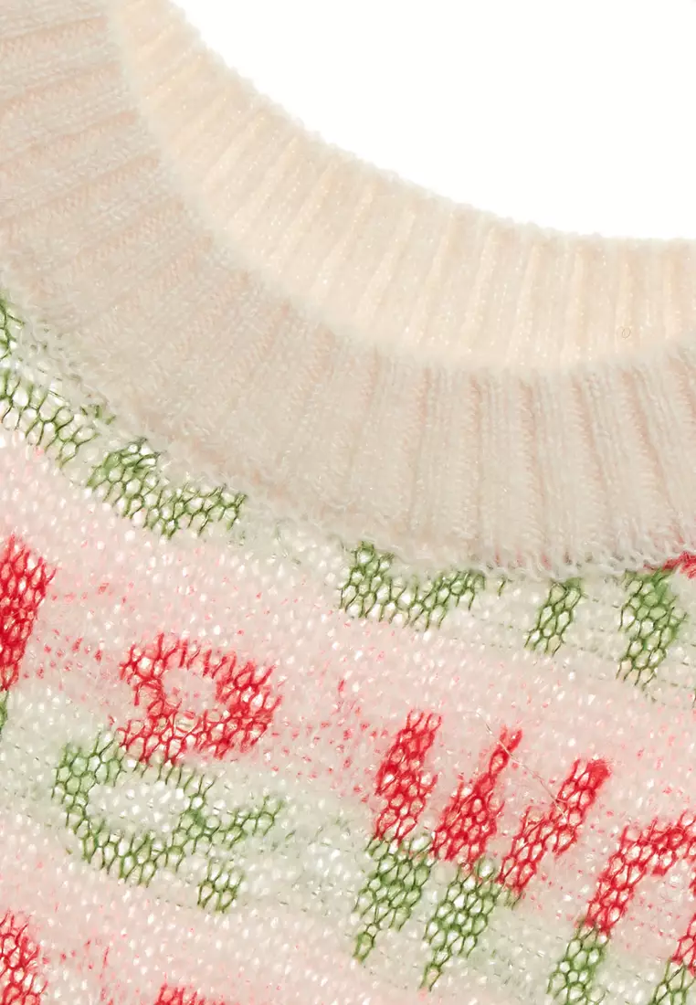 Printed Slogan Knit Top