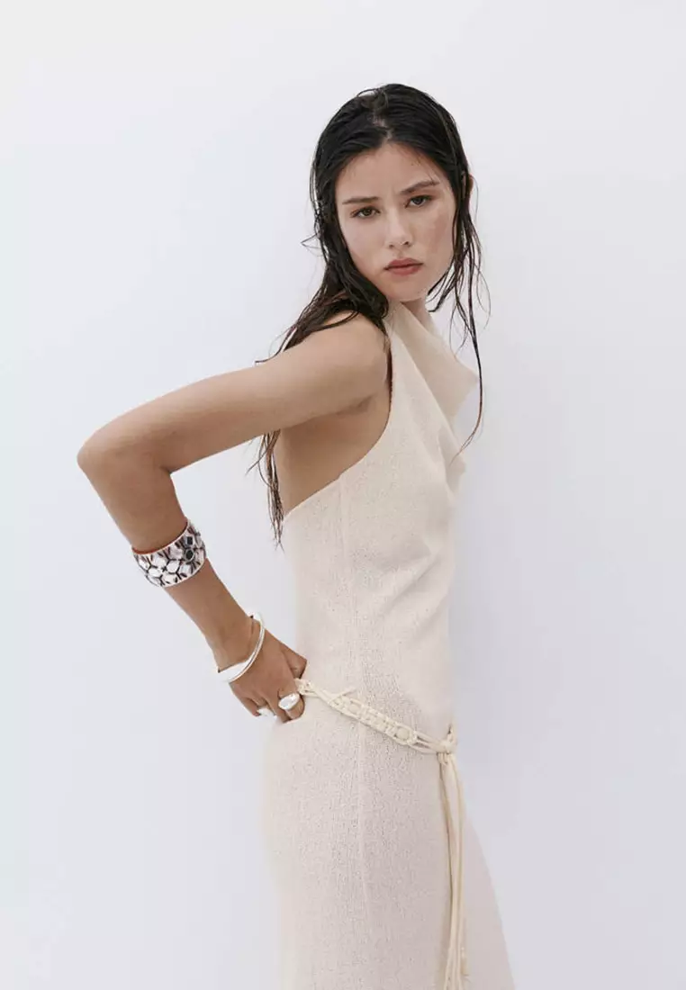 Halter Knit Dress with Belt