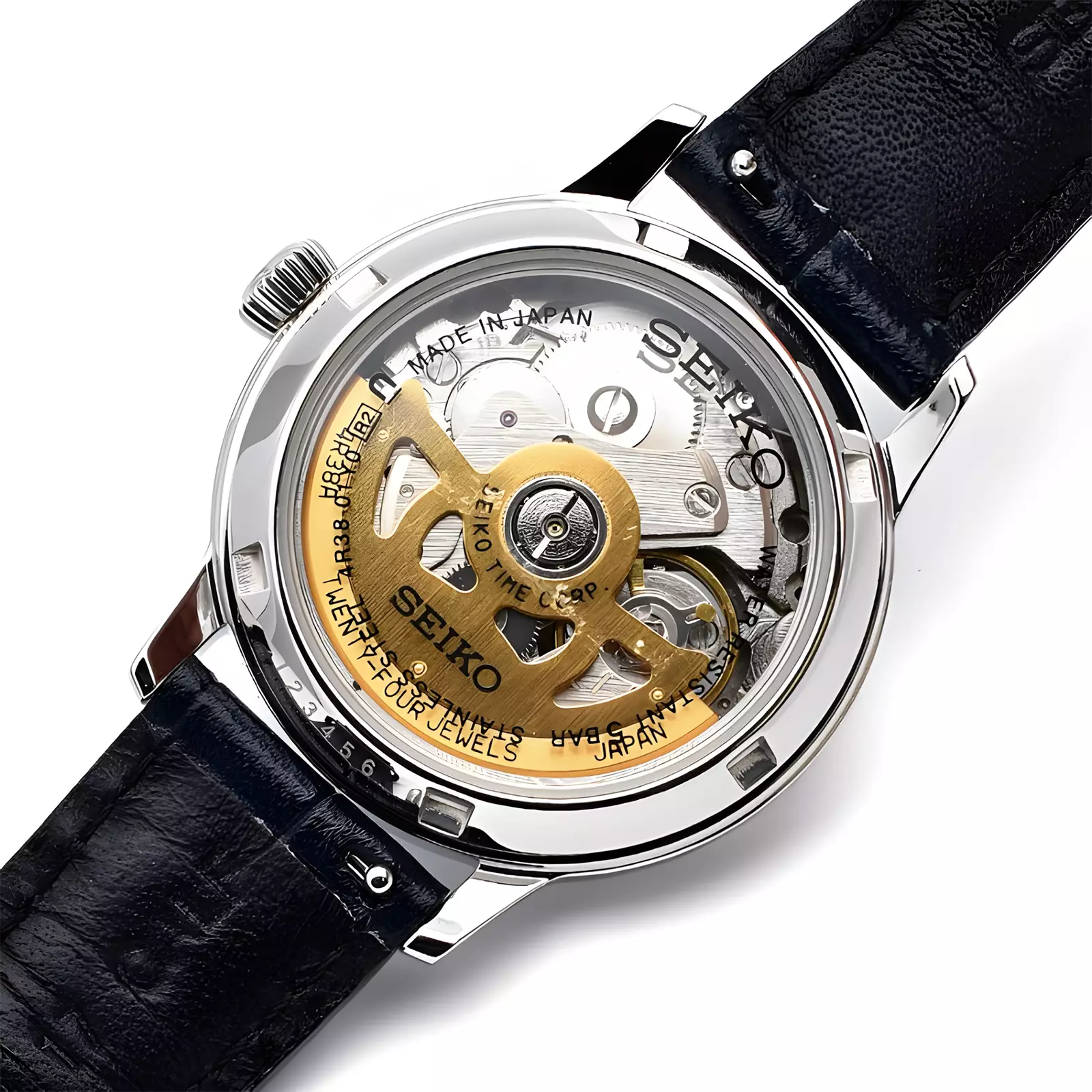 Seiko Presage - Jam Tangan Analog Wanita - Cocktail Blue Moon Open Heart Dial Black Leather Strap - SSA785J1