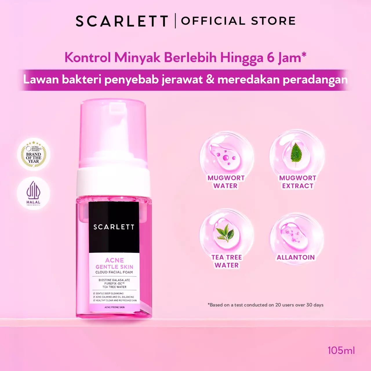 Scarlett Whitening Acne Gentle Skin Cloud Facial Foam