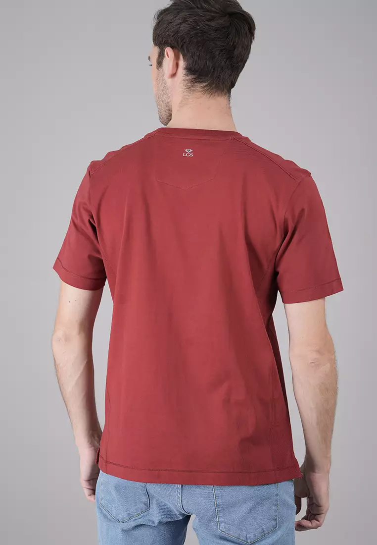 LGS - Kaos Casual Pria - Kaos Polos - Kaos Lengan Pendek - Reguler Fit - Maroon - CTS.222.G3069.03.C