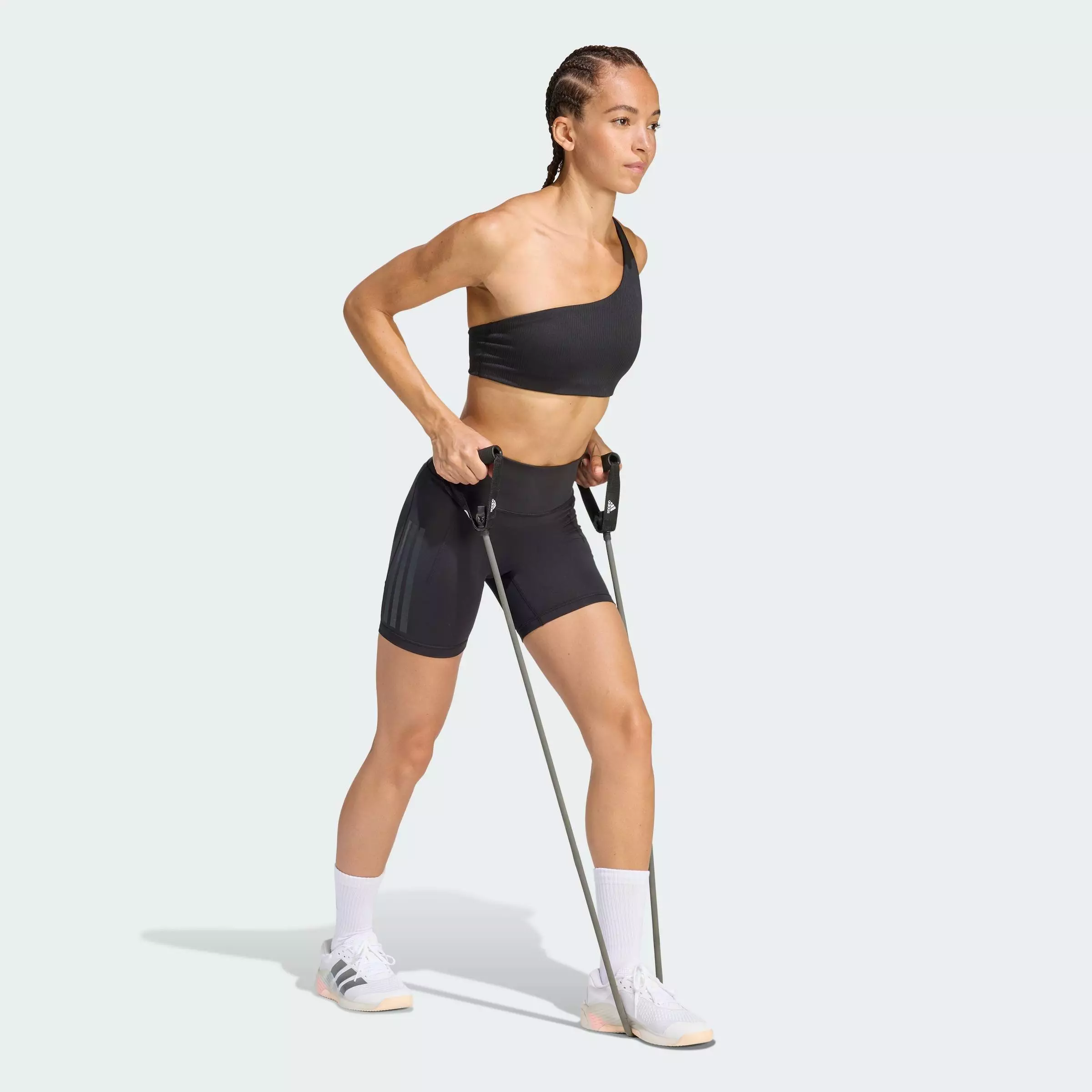 Gym & Training Optime Workout 3-Stripes Short Leggings Women Black JZ1100