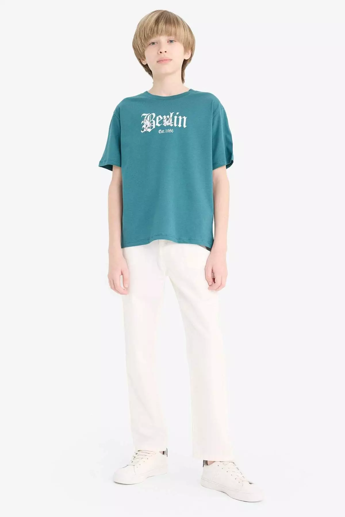 Boy's Crew Neck Printed Short Sleeve T-Shirt F0184A825Sm