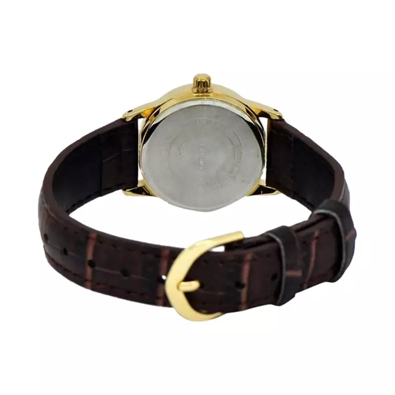Jam Tangan Wanita Analog Casio Standard LTP-V002GL-9BUDF LTPV002 LTP-V002G Champagne Dial Brown Leather Band