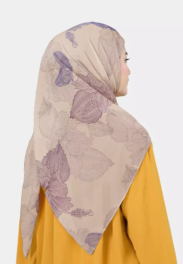 Cotton Bee - Hiraya Printed Instan | Hijab Segiempat Inner - Lavender Fog