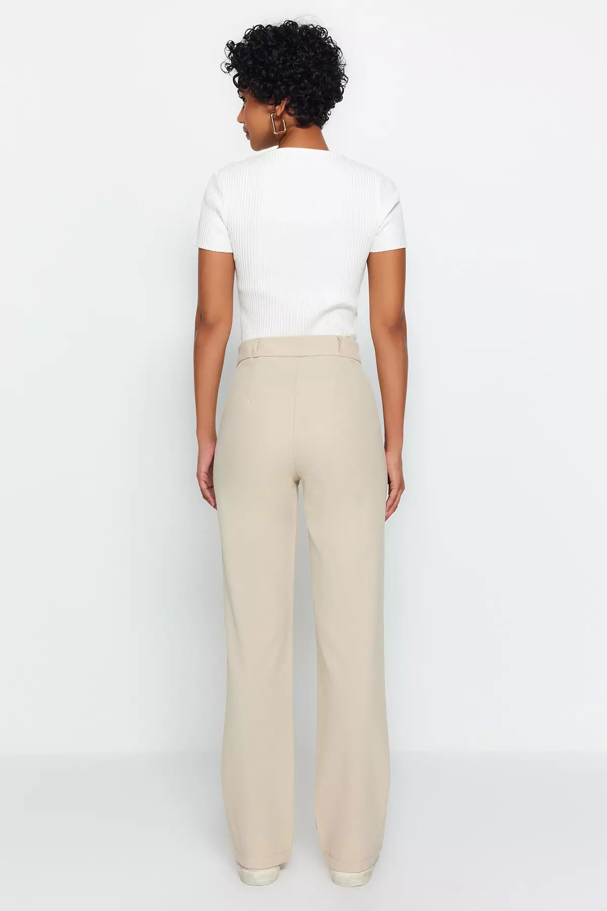 High Waist Straight Cut Trousers