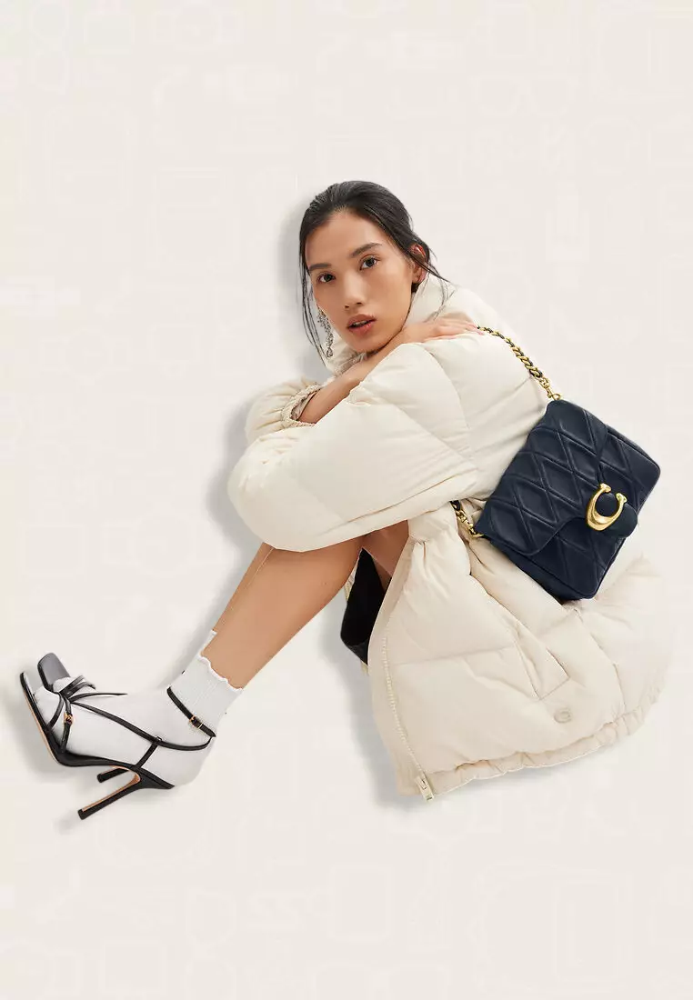 Coach Times Square Tabby Shoulder Bag With Quilting Dare Navy