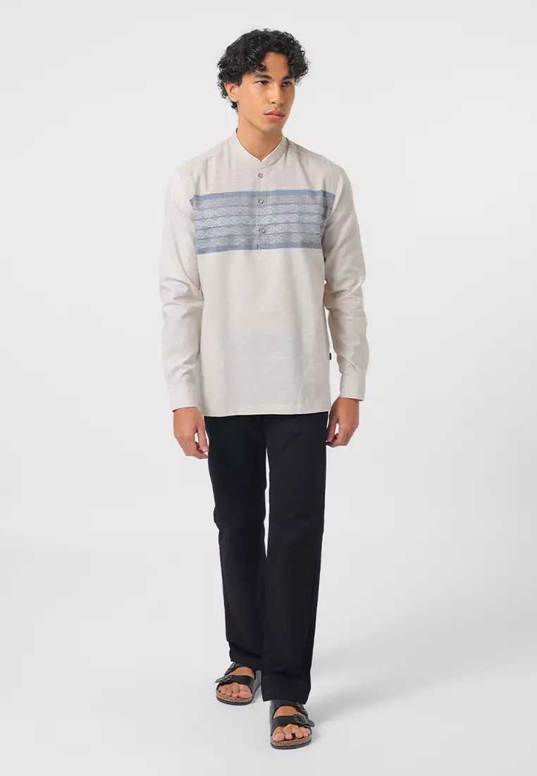 Kemeja Koko Pria Lengan Panjang QUBA BEIGE Baju Muslim Priaa