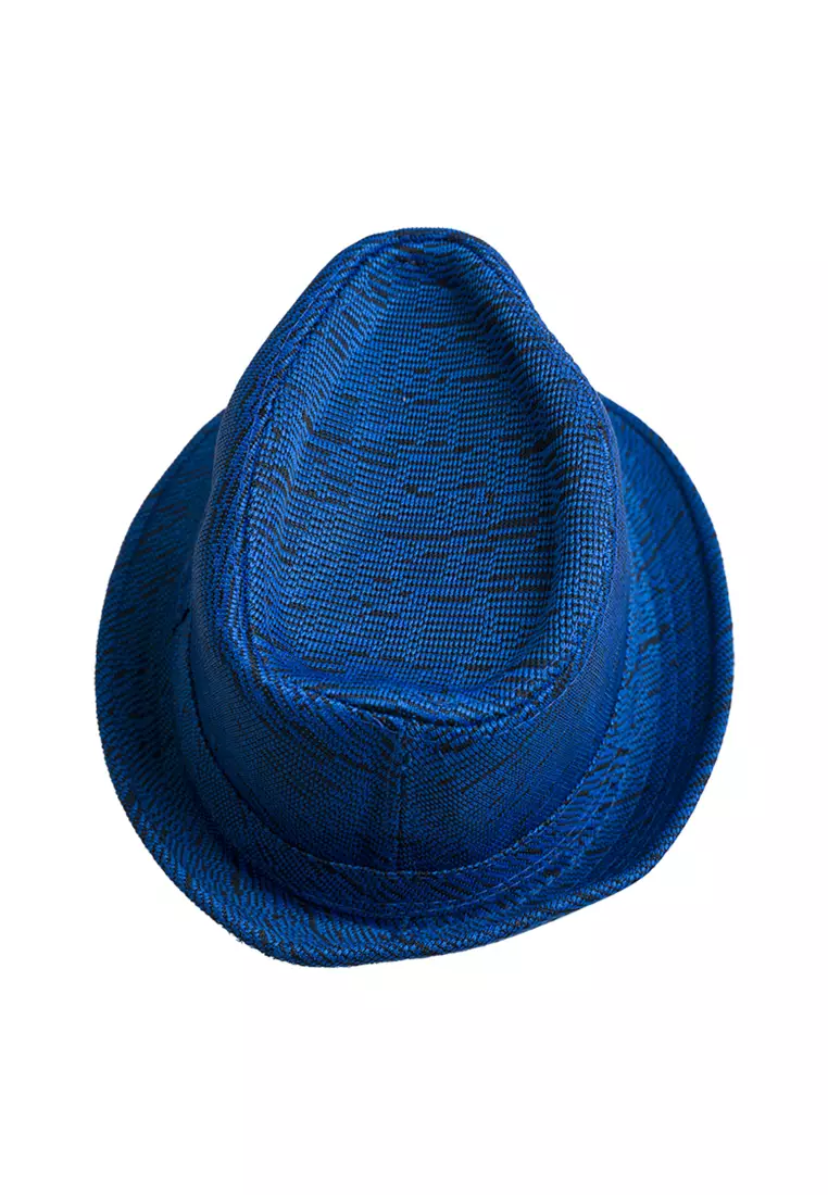 Topi fedora cowboy hat fedora linen biru houseofcuff