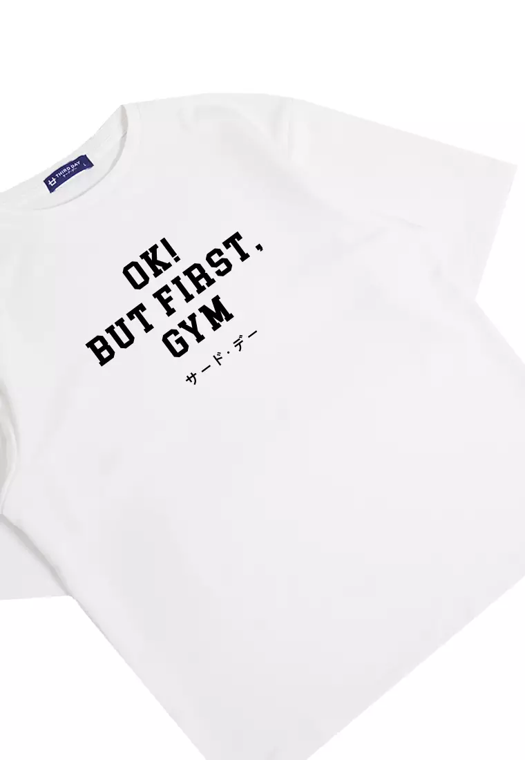 MTP76 kaos oversize gym bahan tebal scuba ok but first gym putih