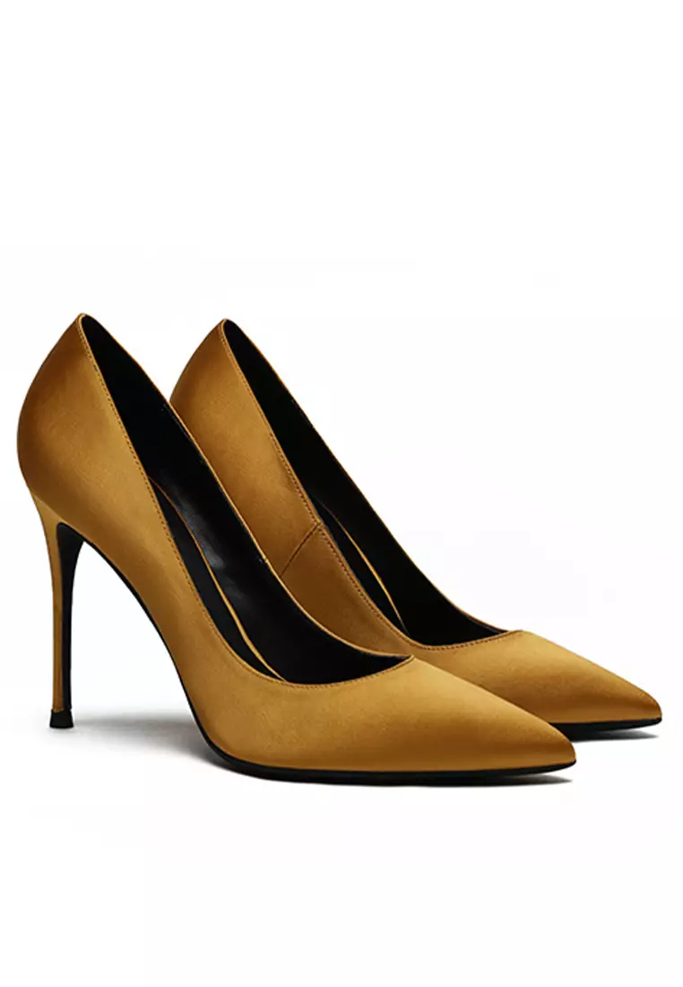 10CM Silk Fabrics Pointed High Heel Shoes HZL213