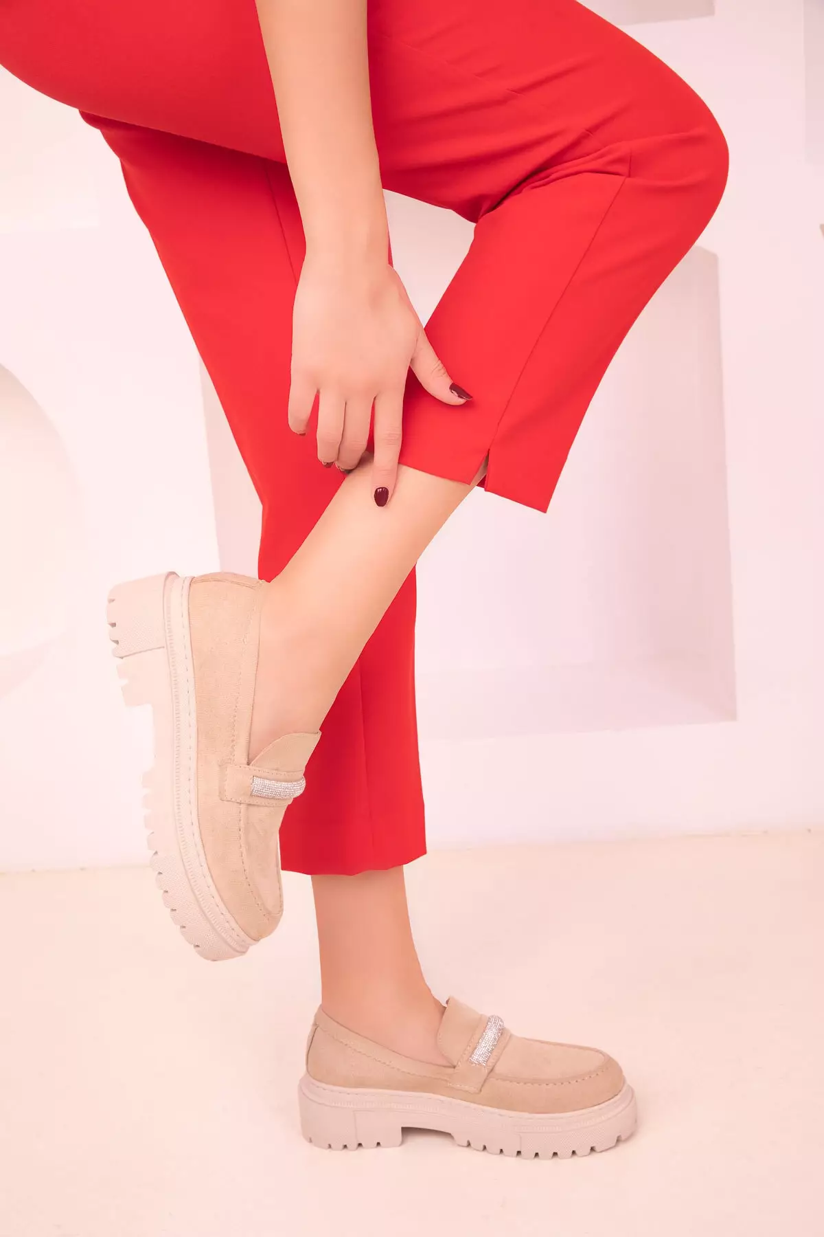 Embellished Twisted Metal Loafers