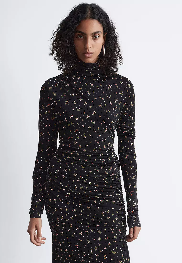 Mock Neck Midi Dress