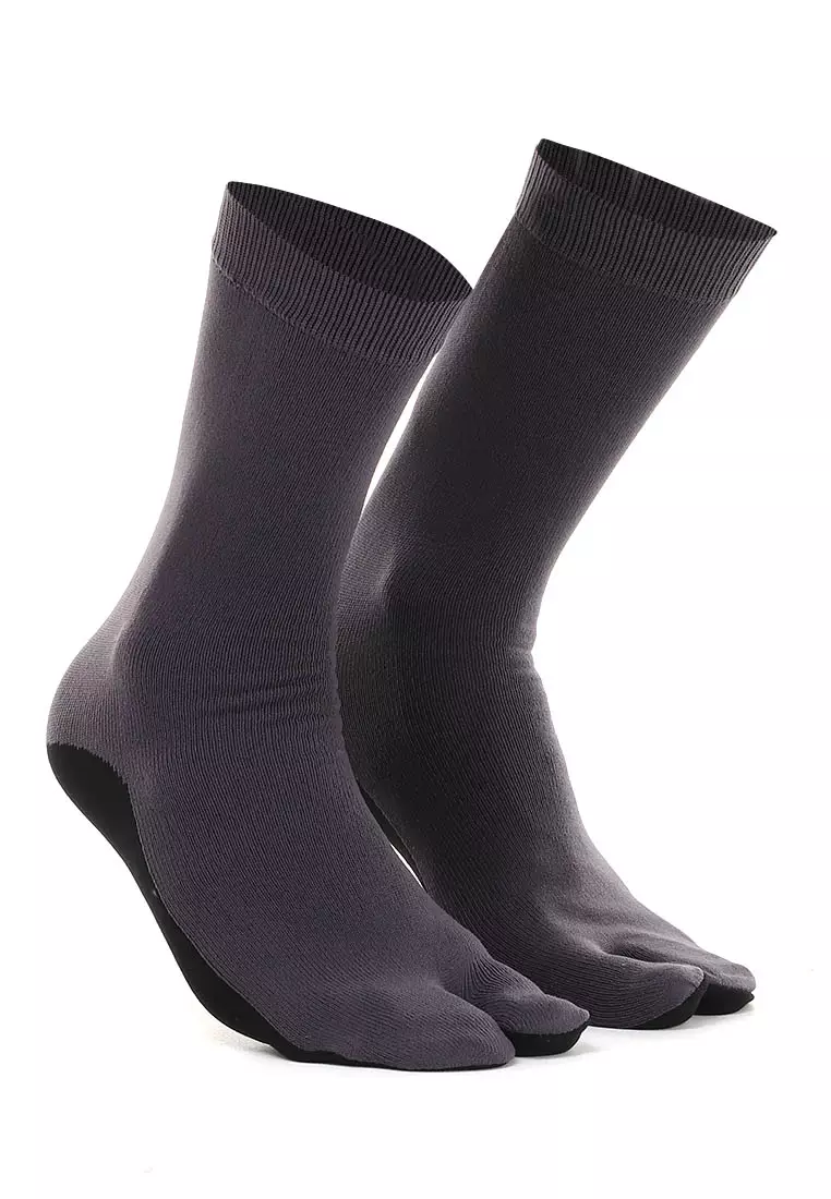 Nercyla Kaos Kaki Wanita Toe Socks Two Tone Casual Footwear Material Spandex ORIGINAL - Dark Gray