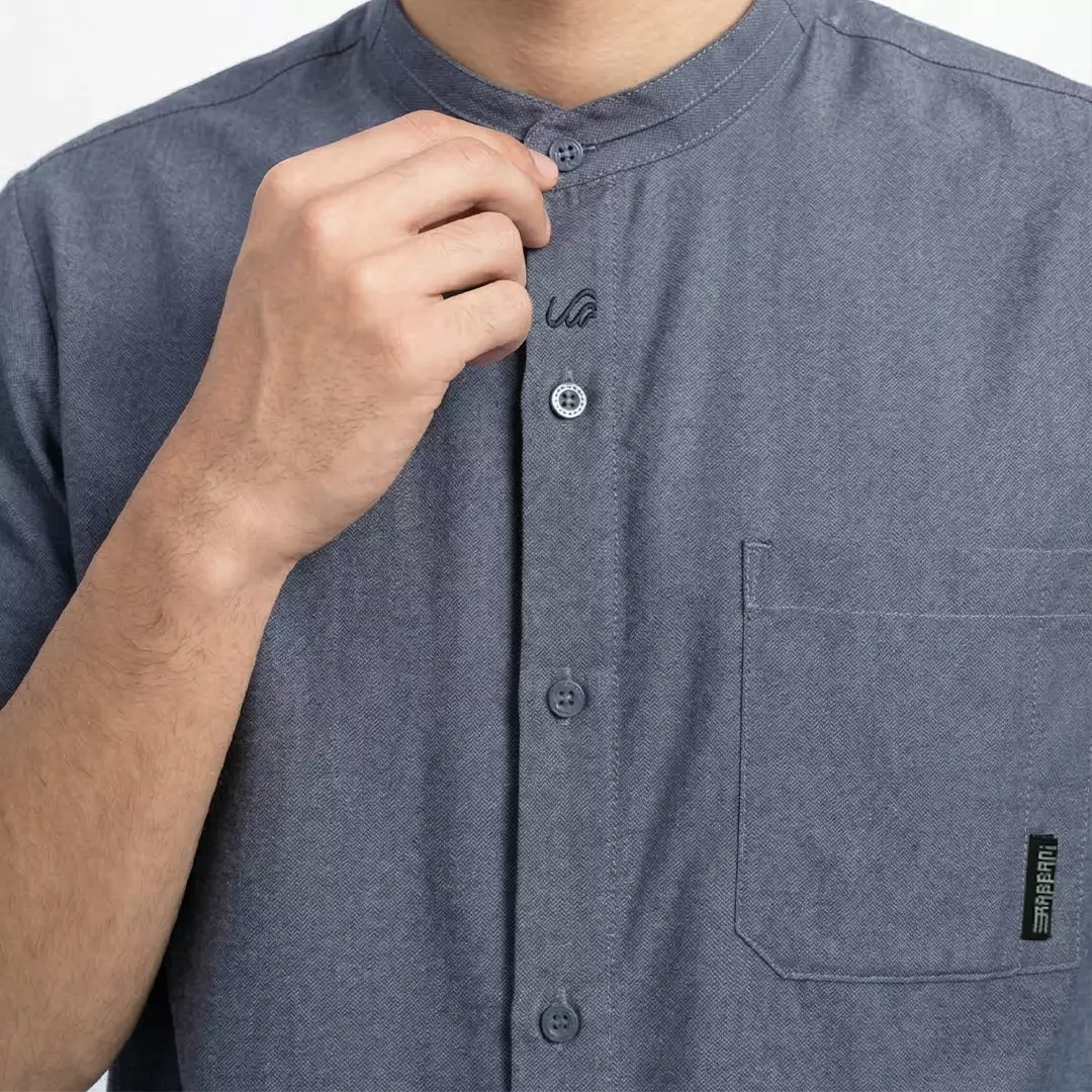 Rabbani - Kemeja Koko Muslim Pria Lengan Pendek Dewasa Aizen Exclusive - Light Blue