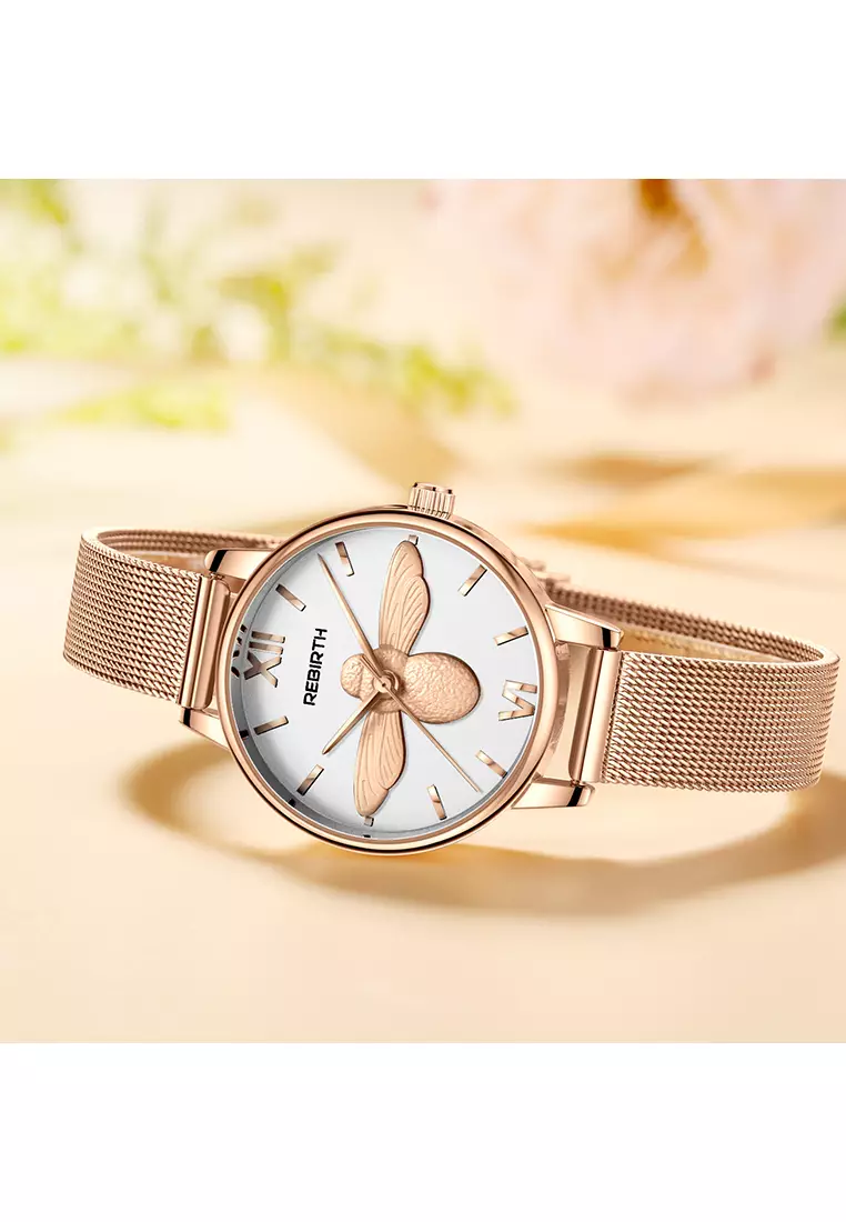Jam Tangan Wanita Bisnis 3D Bee Mesh 3ATM Anti Air Analog for Ladies