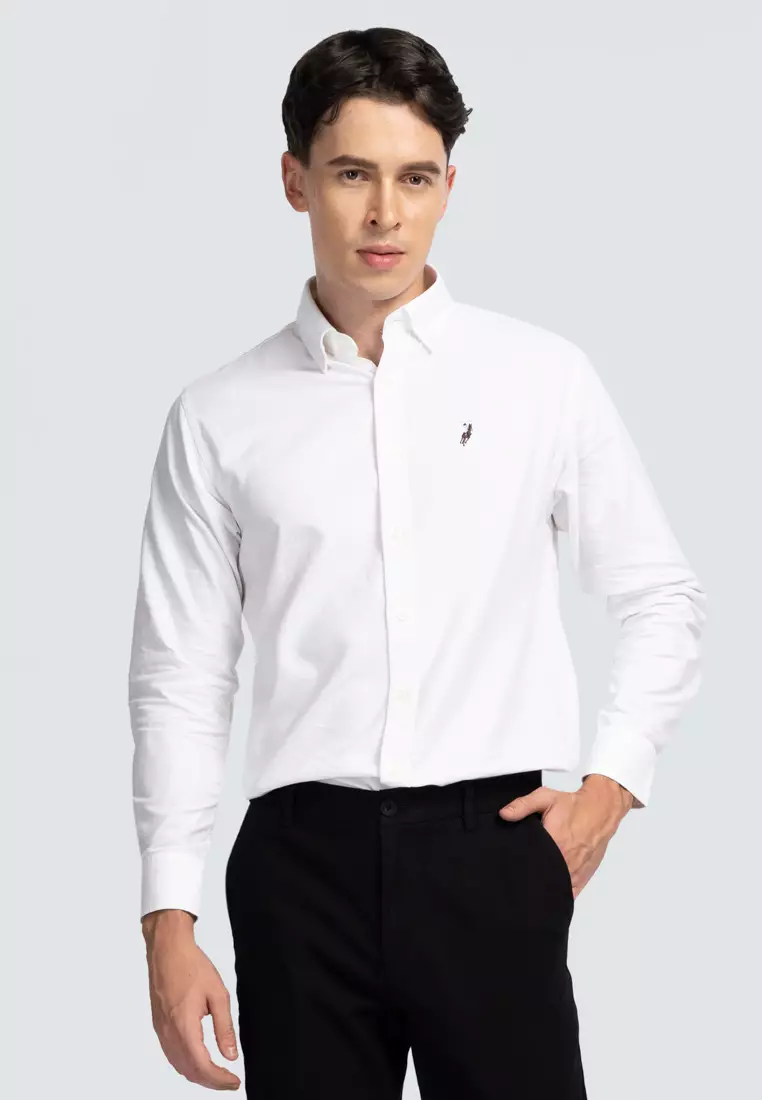 White long sleeve polo formal top