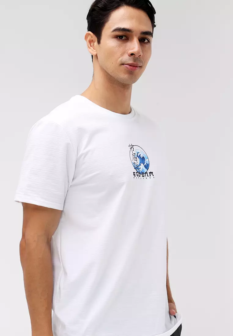 Round Neck Streaky Short Sleeves T-Shirt