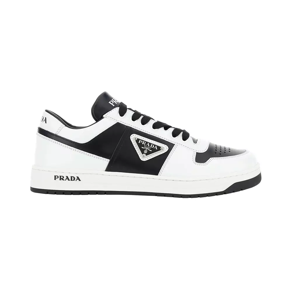 Jual Prada Prada Enamel Triangle Logo Black Downtown Leather Sneakers ...