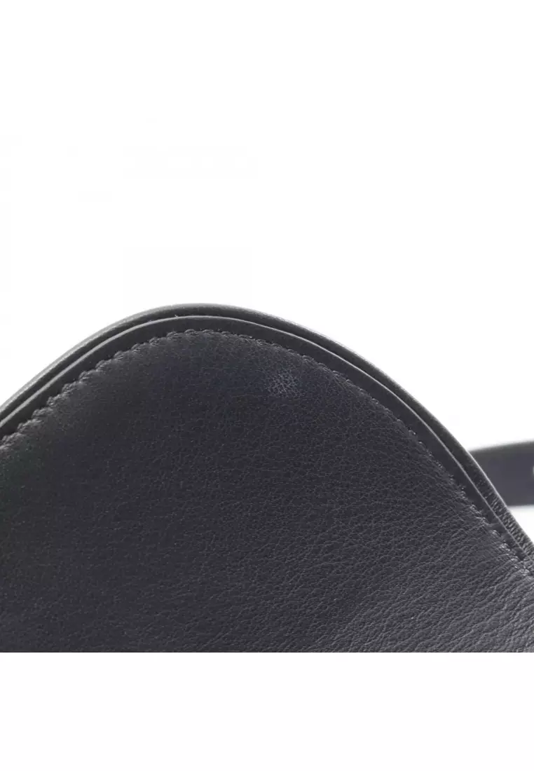 Pre-Loved Christian Dior SADDLE saddle oblique jacquard body bag waist bag canvas leather beige Navy