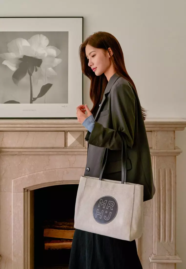 BONO LE BLANC V Canvas Vegan Leather Shoulder Bag Black V