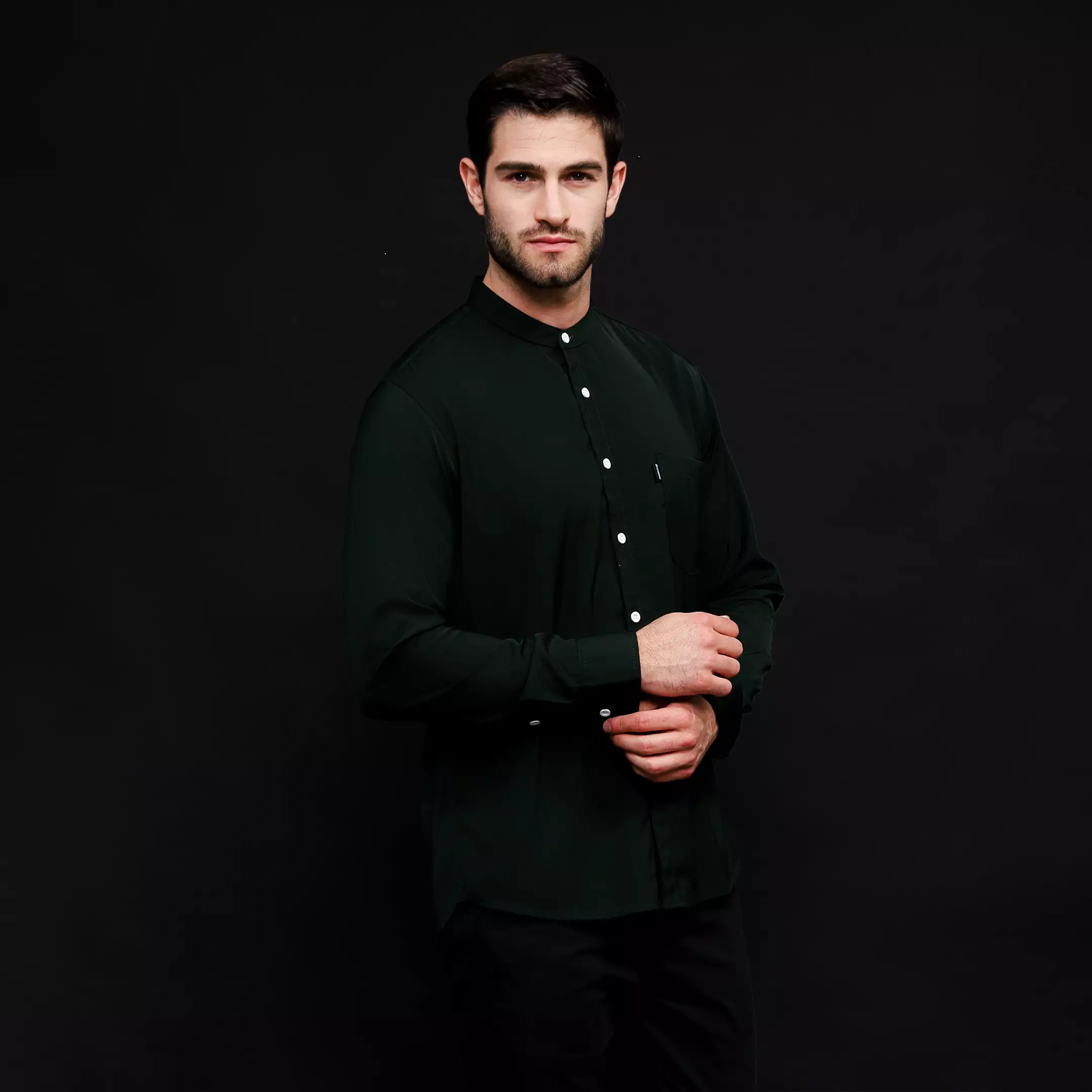 Rayon Shanghai Kemeja Panjang Polos Green