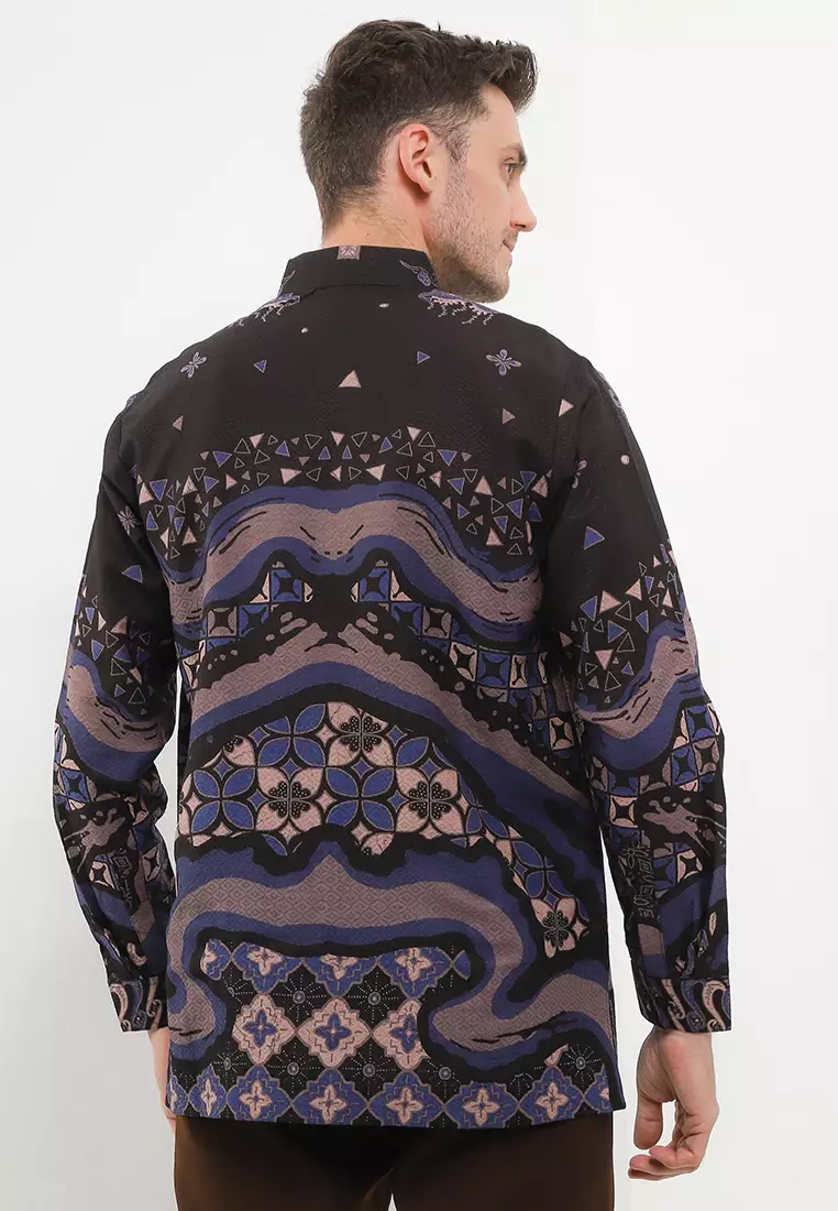 BATIK TALENTA EXCLUSIVE Lengan PANJNG DOBBY KATUN HALUS BLUE BEACH