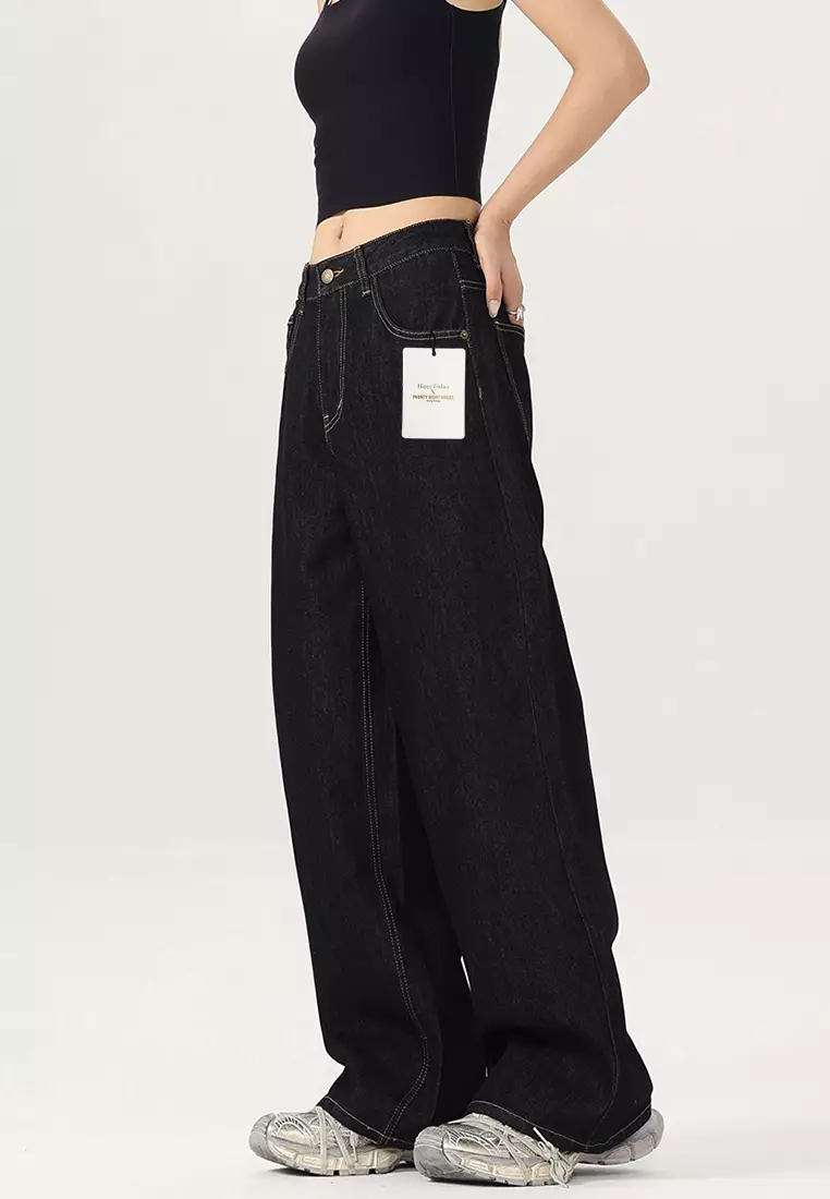 Vintage Washed Wide-legged Jeans LK-HHTM204