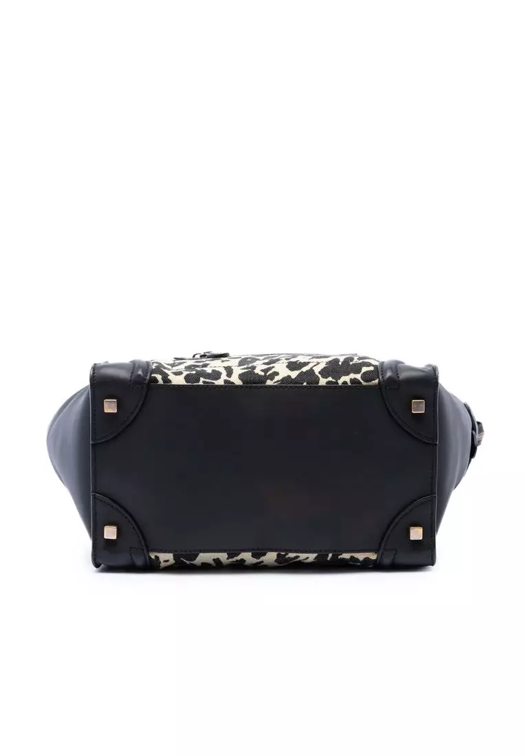 Pre-Loved Celine Mini Canvas Leopard Print Luggage Tote