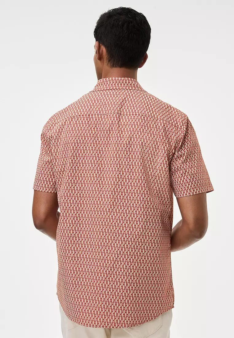 Easy Iron Pure Cotton Geometric Print Shirt