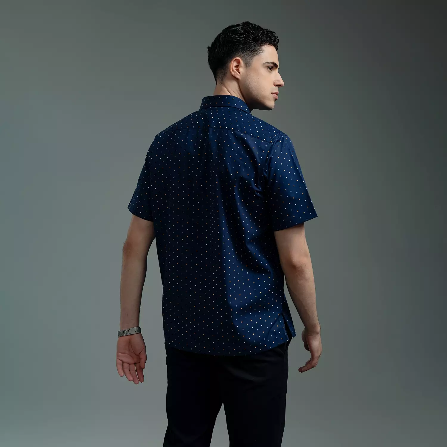 Kemeja Lengan Pendek Guy Laroche Nuit Pop - Dark Blue Cotton Casual