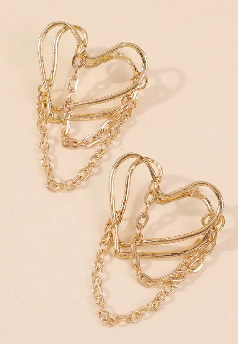 Heart-Shaped Chain Earrings A21032414GD
