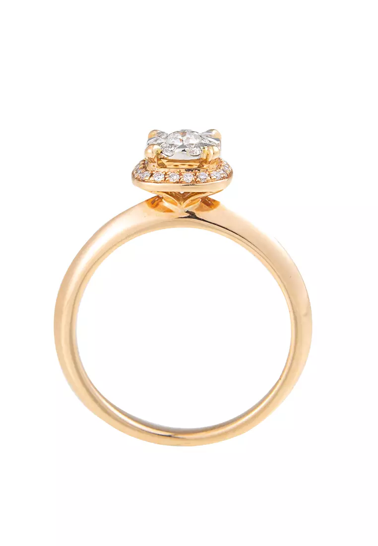 LITZ 18K 玫瑰金鑽石戒指 DR3644