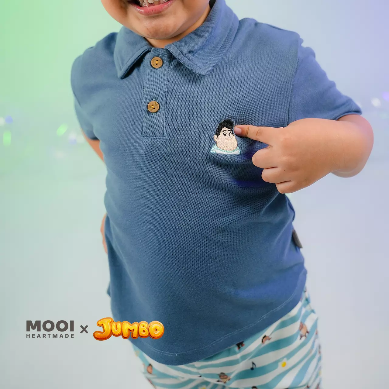 Mooi x Jumbo Kemeja Anak Laki-Laki Polo Shirt - Blue Reef