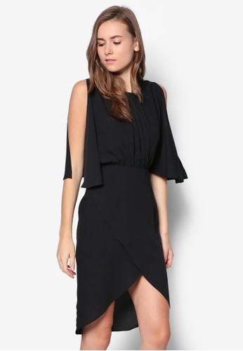 開叉袖裹飾洋裝, 服飾, 短zalora 手錶 評價洋裝