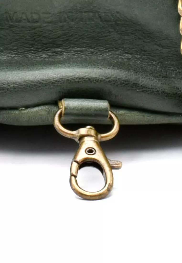 Porto Italy Leather Sling Bag-BCL 159/G-Dark Green