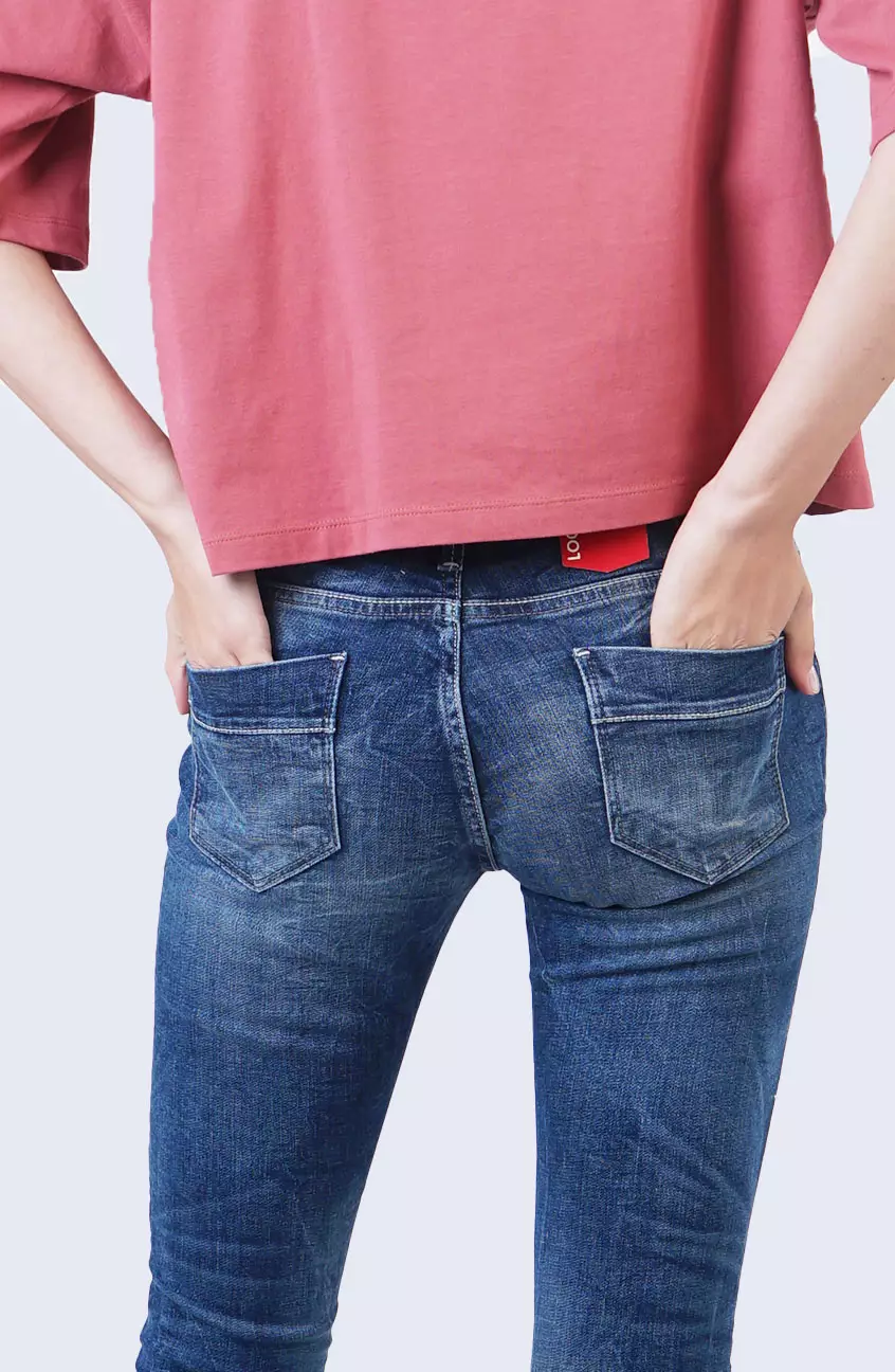 Celana Jeans Wanita Skinny F4 Series Medium Blue Mid Waist