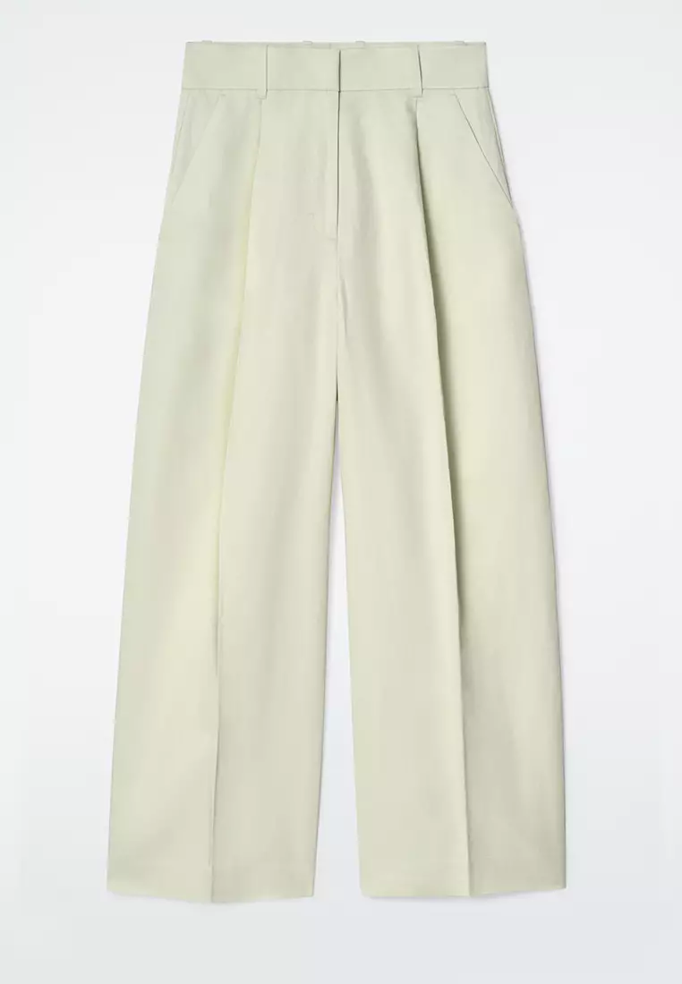 Relaxed Linen-Blend Wide-Leg Trousers