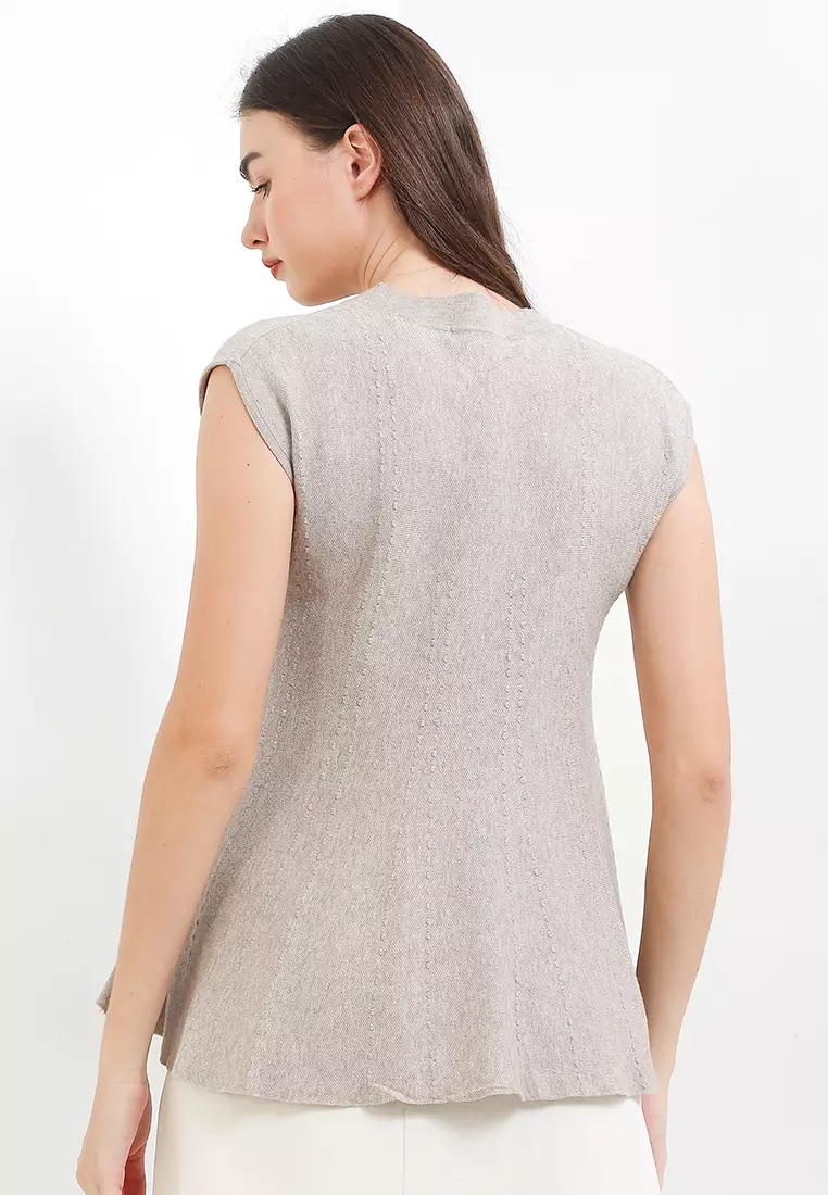 Drop Sleeves Flare Hem Knit Blouse