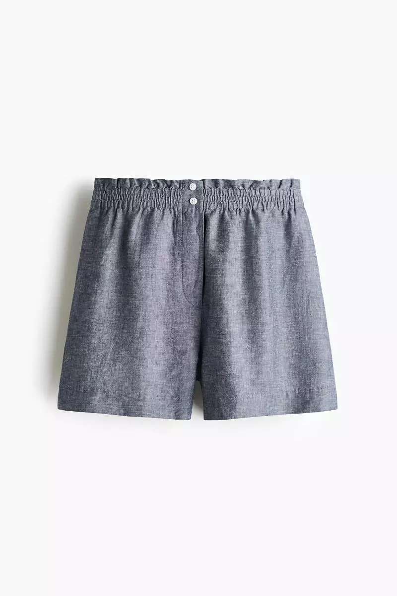 Linen-blend paper bag shorts